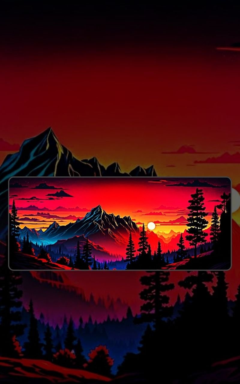Mountains and Landscape At Sunset Mousepad