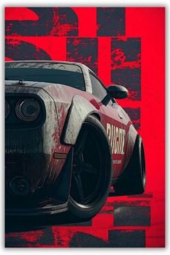Dodge Challenger Srt Hellcat metal poster wall art in Pakistan