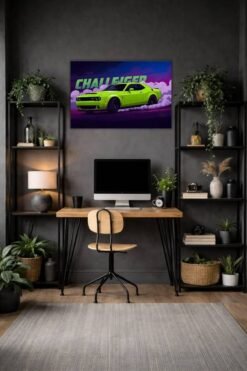 Dodge Challenger metal poster wall art in Pakistan