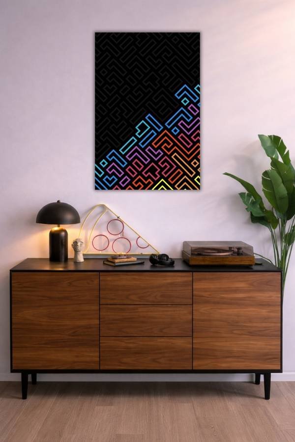 Geometric Maze metal poster wall art in Pakistan