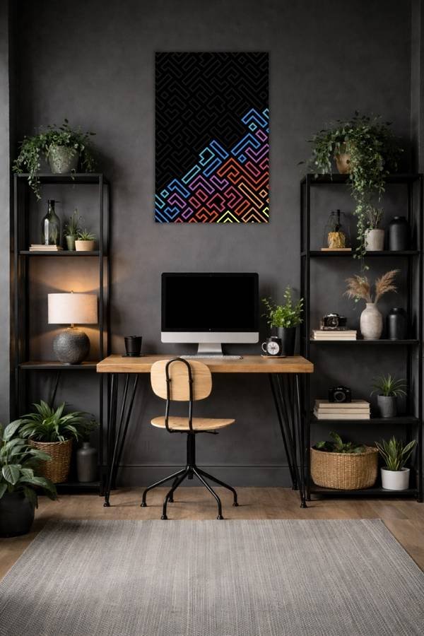 Geometric Maze metal poster wall art in Pakistan