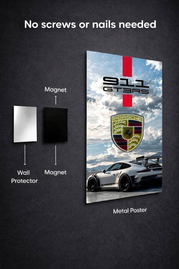 Porsche 911 Gt3 Rs metal poster wall art in Pakistan