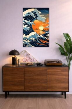 The Great Wave Off Kanagawa metal poster wall art in Pakistan