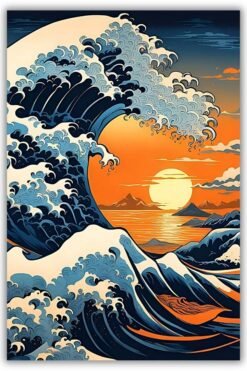The Great Wave Off Kanagawa metal poster wall art in Pakistan