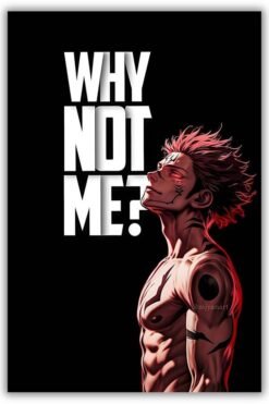 Why Not Me Jujutsu Kaisen metal poster wall art in Pakistan