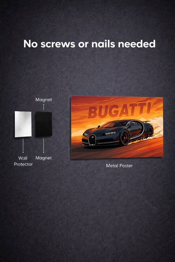 Bugatti Chiron metal poster wall art in Pakistan