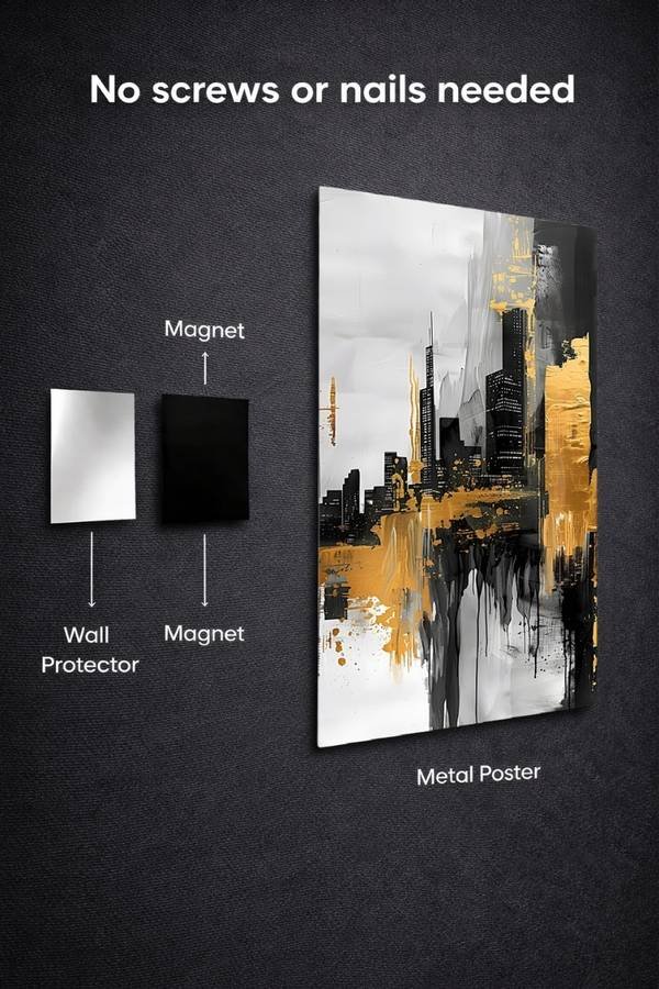 City Black N Gold metal poster wall art in Pakistan