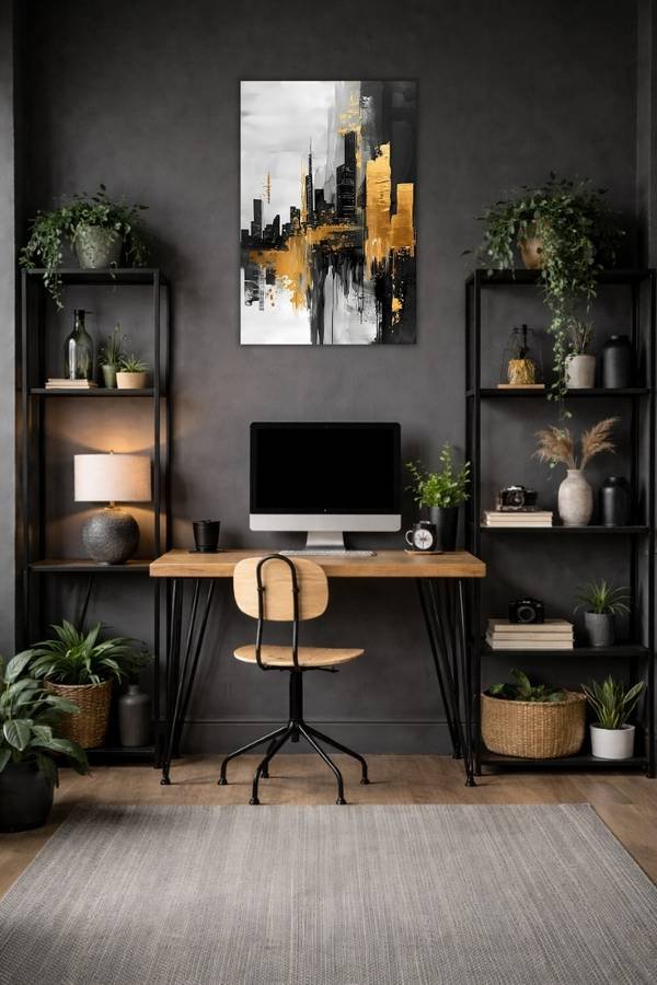 City Black N Gold metal poster wall art in Pakistan