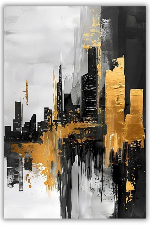 City Black N Gold metal poster wall art in Pakistan