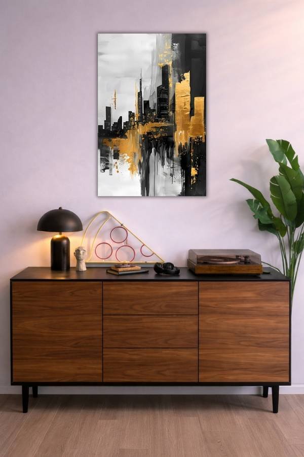 City Black N Gold metal poster wall art in Pakistan