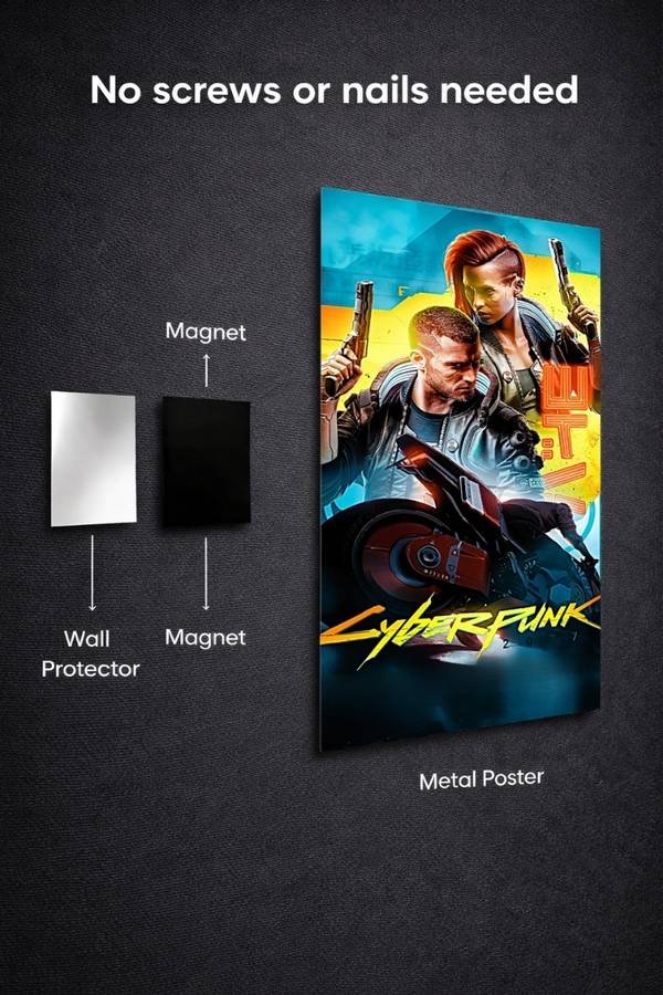 Cyberpunk metal poster wall art in Pakistan