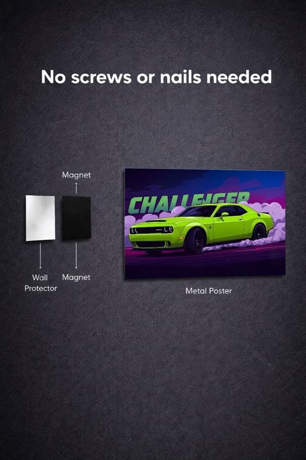 Dodge Challenger metal poster wall art in Pakistan