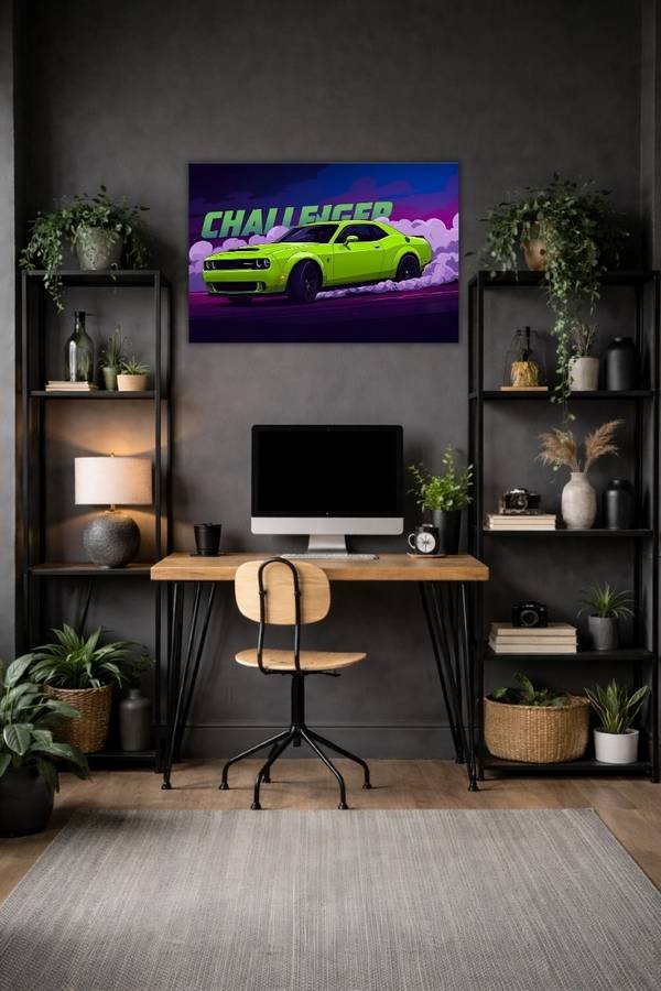 Dodge Challenger metal poster wall art in Pakistan