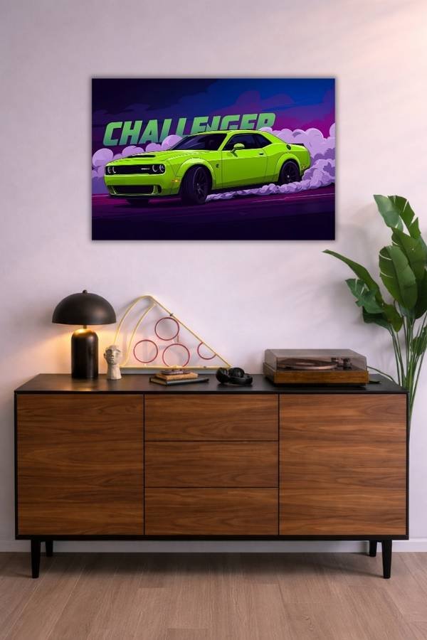 Dodge Challenger metal poster wall art in Pakistan