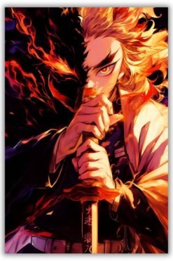 Kyojuro Rengoku metal poster wall art in Pakistan
