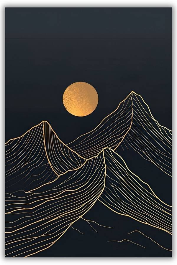 Mountain Range Under A Full Moon metal poster wall art in Pakistan