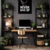 Never Give Up metal poster wall art in Pakistan