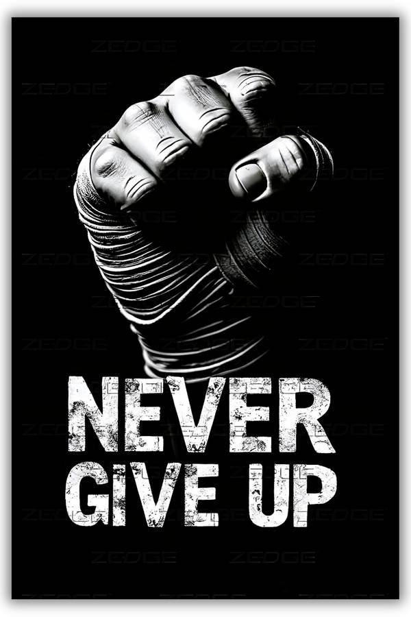 Never Give Up metal poster wall art in Pakistan