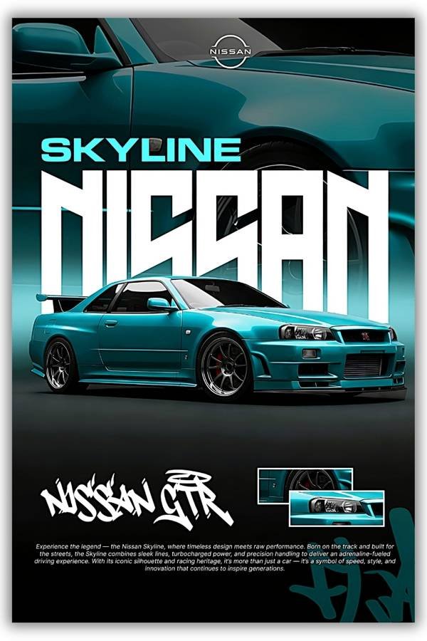 Nissan Skyline metal poster wall art in Pakistan