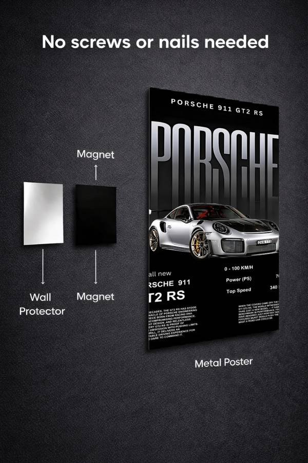 Porsche 911 Gt2 Rs metal poster wall art in Pakistan