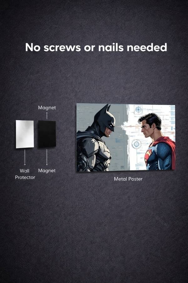Superman And Batman metal poster wall art in Pakistan