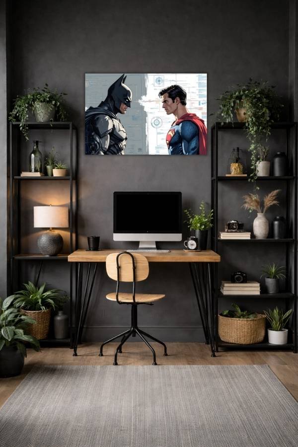 Superman And Batman metal poster wall art in Pakistan