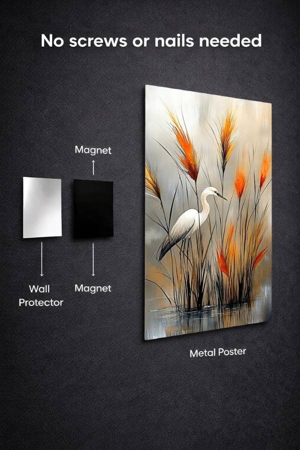 White Heron metal poster wall art in Pakistan