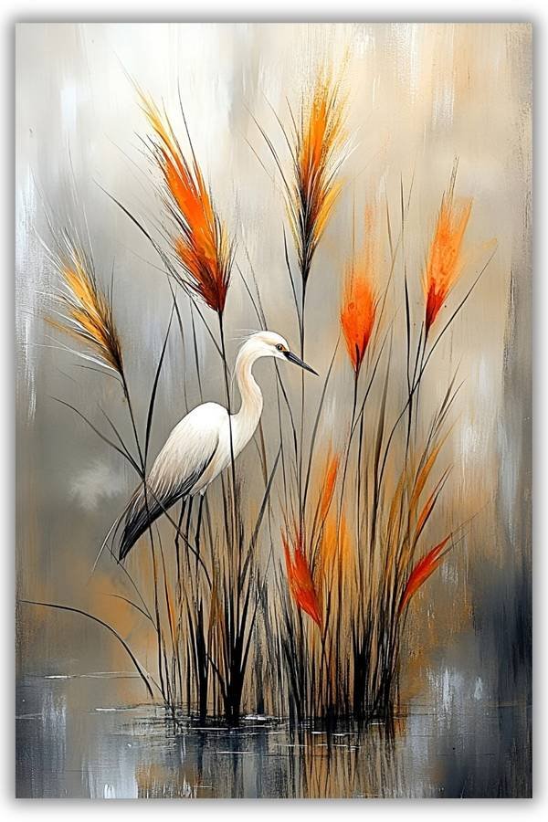 White Heron metal poster wall art in Pakistan