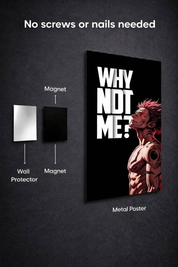 Why Not Me Jujutsu Kaisen metal poster wall art in Pakistan