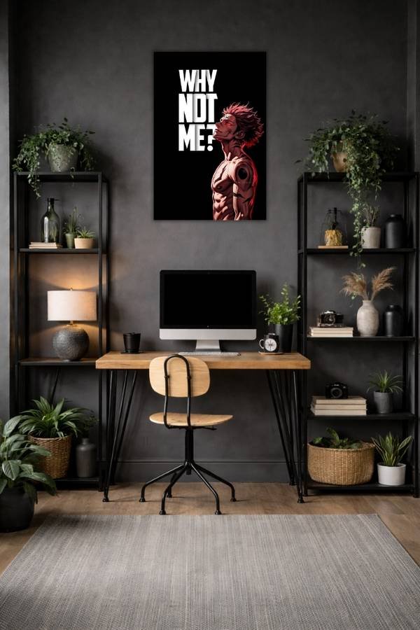 Why Not Me Jujutsu Kaisen metal poster wall art in Pakistan