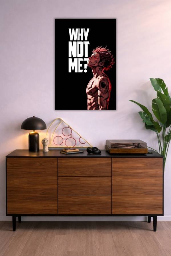 Why Not Me Jujutsu Kaisen metal poster wall art in Pakistan