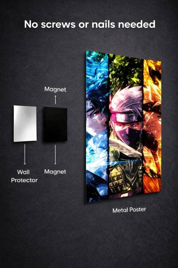 Naruto X Kakashi X Sasuke metal poster wall art in Pakistan