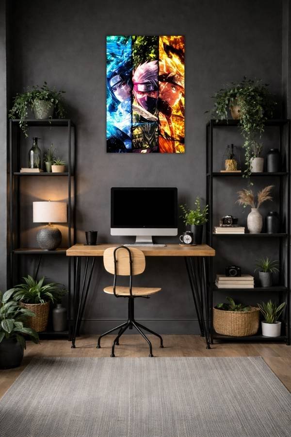 Naruto X Kakashi X Sasuke metal poster wall art in Pakistan