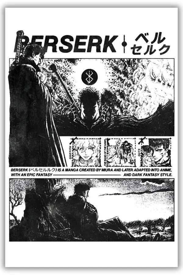 Berserk metal posters anime posters wall art in Pakistan