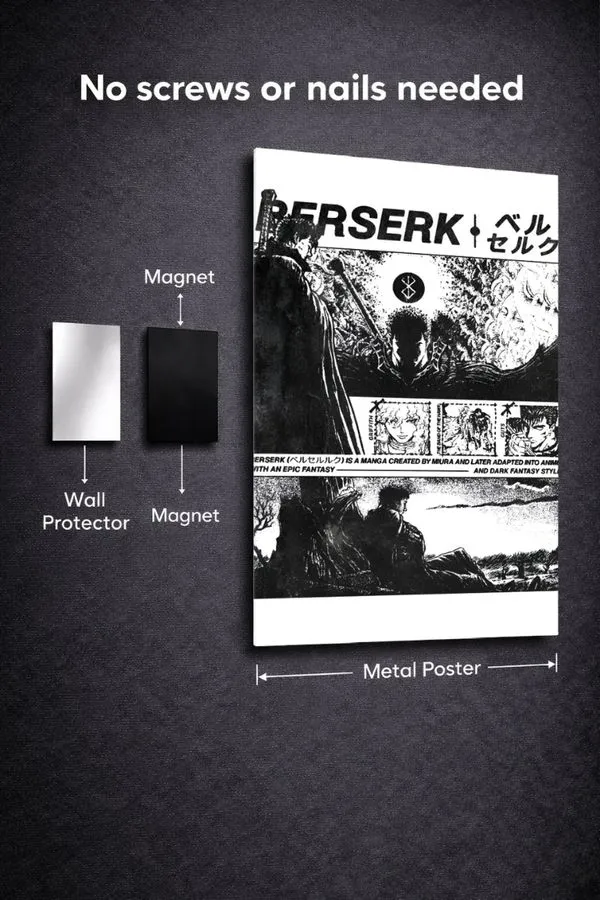 Berserk metal posters anime posters wall art in Pakistan