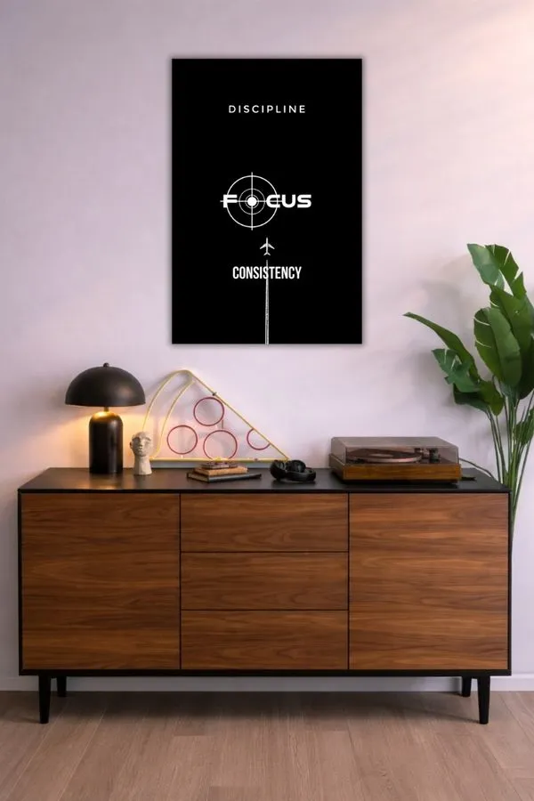 Discipline Focus Consistancy metal posters motivation quotes posters wall art in Pakistan