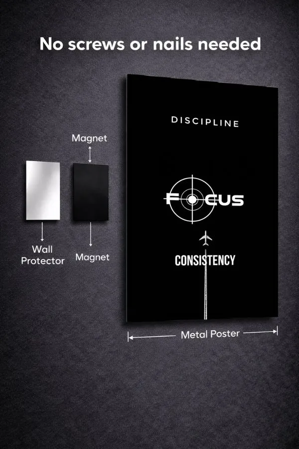 Discipline Focus Consistancy metal posters motivation quotes posters wall art in Pakistan