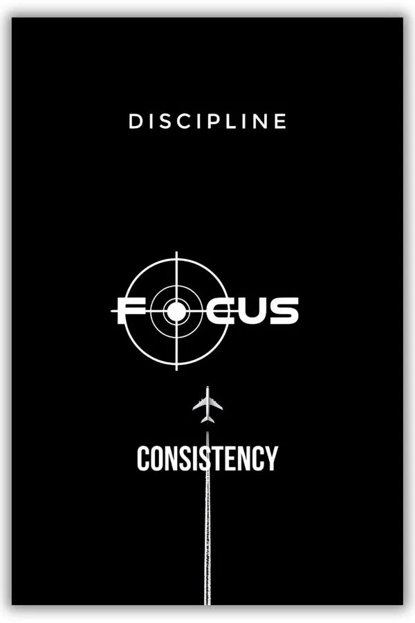 Discipline Focus Consistancy metal posters motivation quotes posters wall art in Pakistan