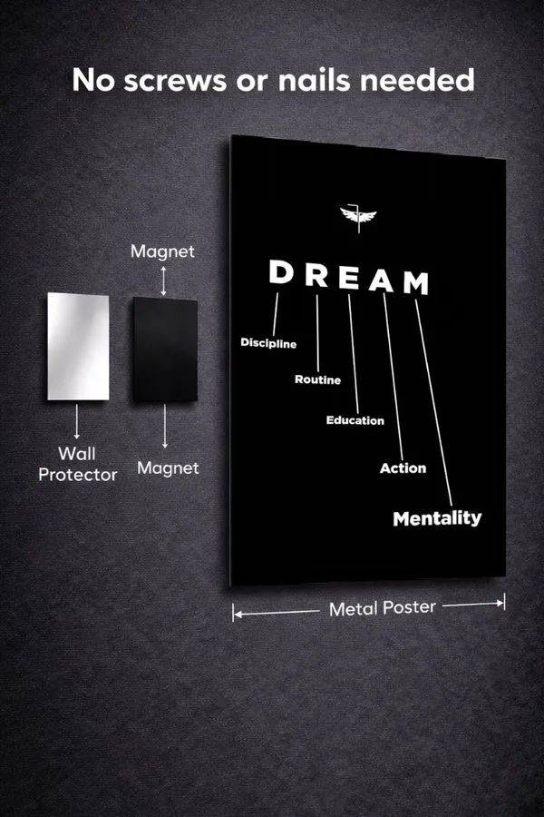 Dream metal posters motivation quotes posters wall art in Pakistan