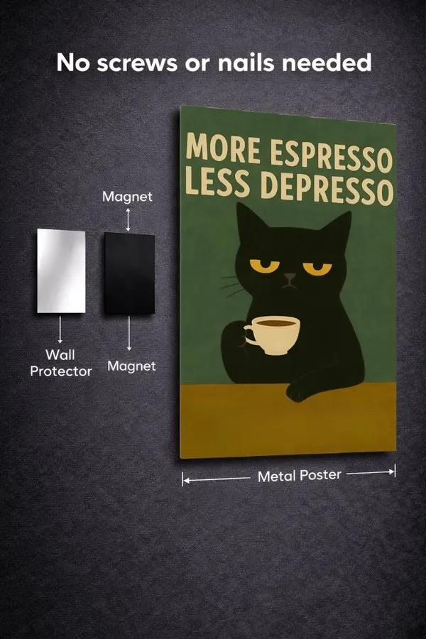 More Espresso Less Depresso metal posters illustrations & digital art wall art in Pakistan