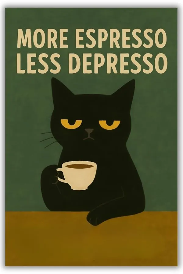 More Espresso Less Depresso metal posters illustrations & digital art wall art in Pakistan
