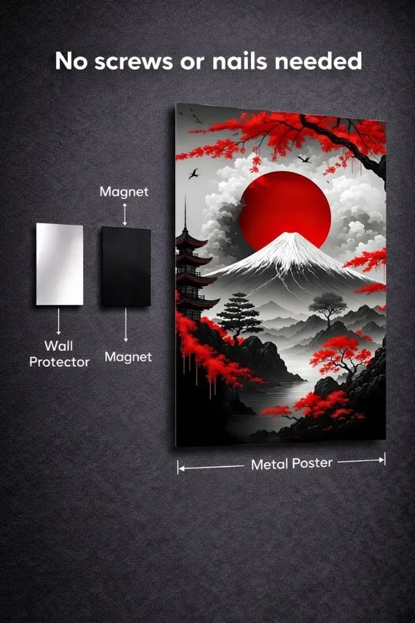 Mount Fuji metal posters abstract artwork wall art in Pakistan