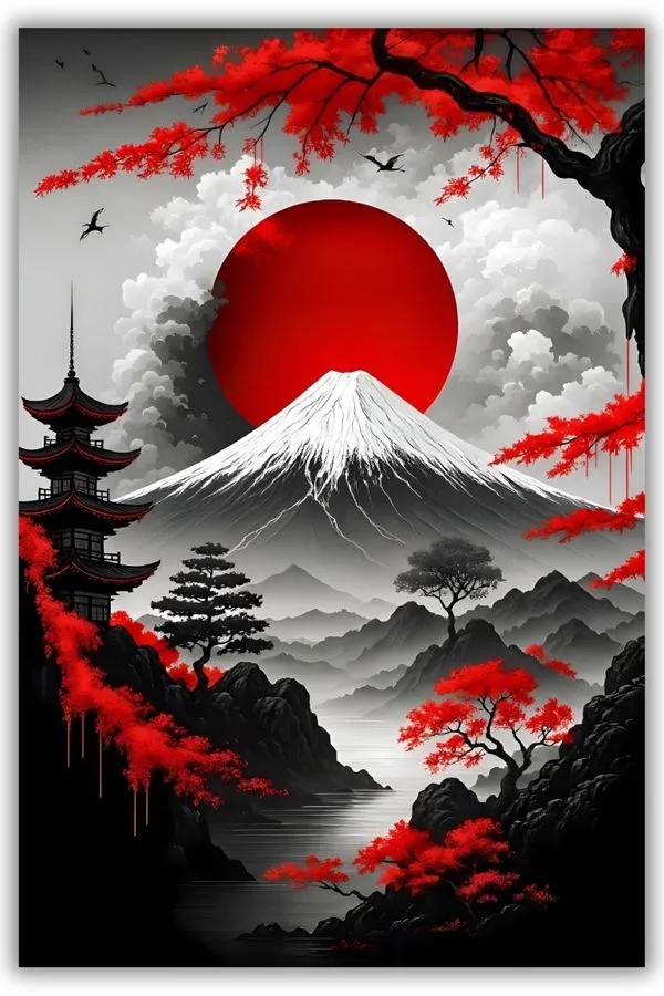 Mount Fuji metal posters abstract artwork wall art in Pakistan