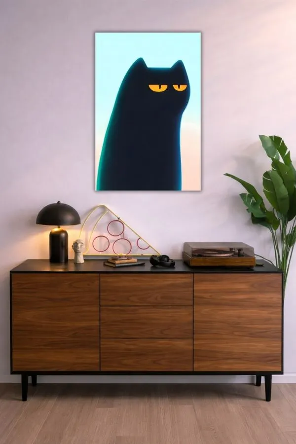 Grumpy Black Cat metal posters minimalist posters wall art in Pakistan