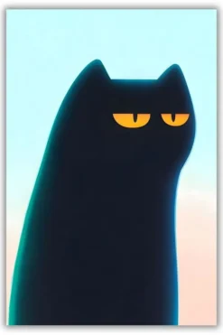Grumpy Black Cat metal posters minimalist posters wall art in Pakistan