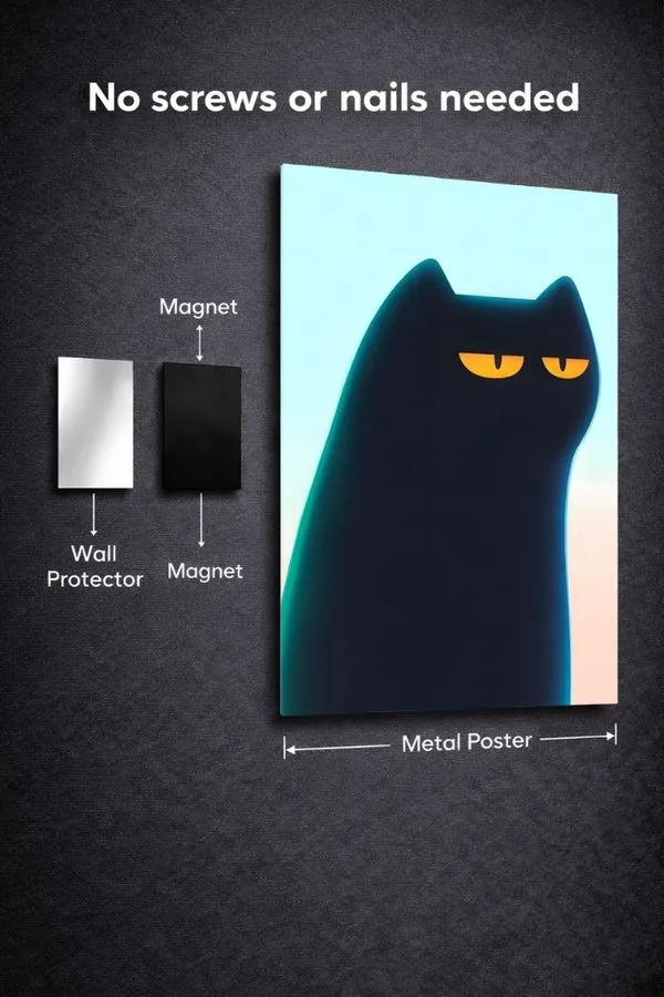 Grumpy Black Cat metal posters minimalist posters wall art in Pakistan