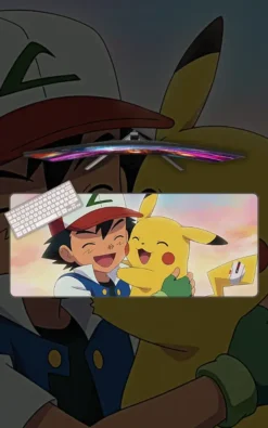 Ash Pikachu Mousepad large desk mat with Ash & Pikachu artwork for gaming, office and study setup in Pakistan