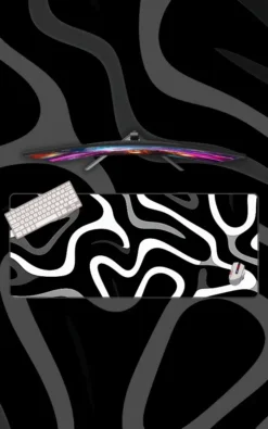 Black White Marble Mousepad featuring Black & White Marble Pattern artwork on a premium large desk mat in Pakistan