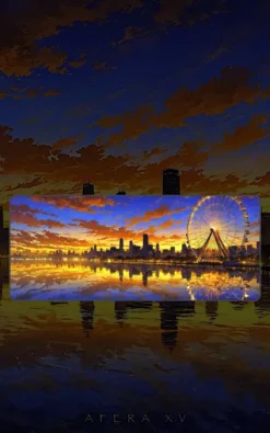 Chicago Skyline Mousepad large desk mat with Chicago skyline Ferris wheel artwork for gaming, office and study setup in Pakistan