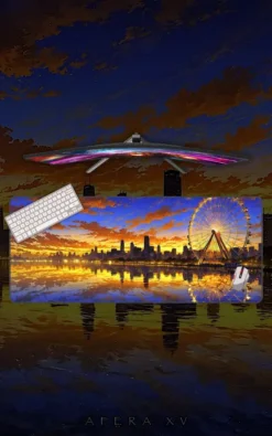 Chicago Skyline Mousepad large desk mat with Chicago skyline Ferris wheel artwork for gaming, office and study setup in Pakistan